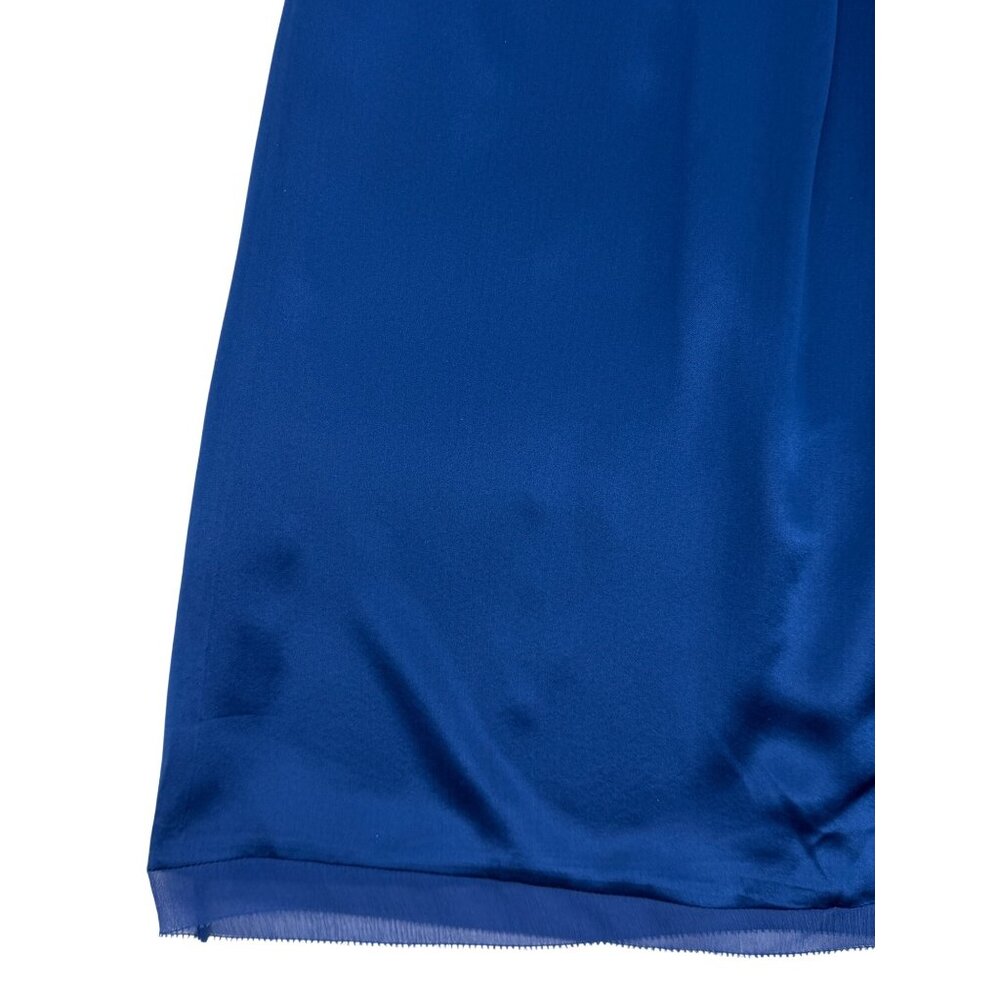 VTG Ann Taylor Royal Blue Silk A-Line Twist Front Mini Dress | 90s Quiet Luxury - Picture 4 of 12